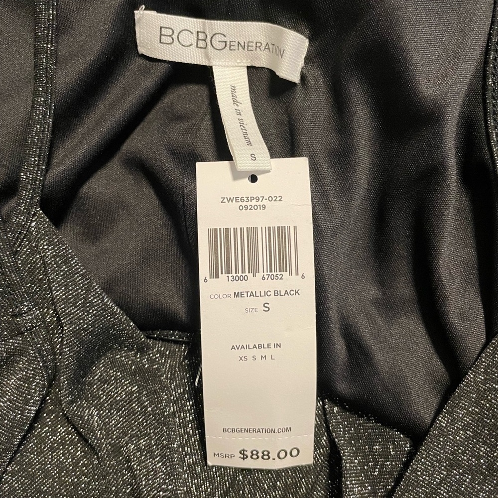 NWT | BCBGenaration| Midi Metalic Black Dress | Small - Picture 9 of 14